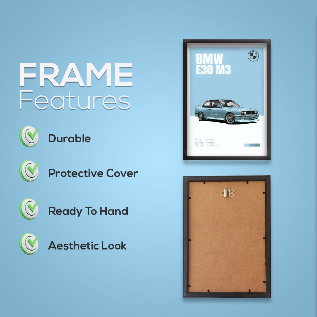 BMW M3 | Car Framed Poster | BMW E30 Classic  Framed Posters