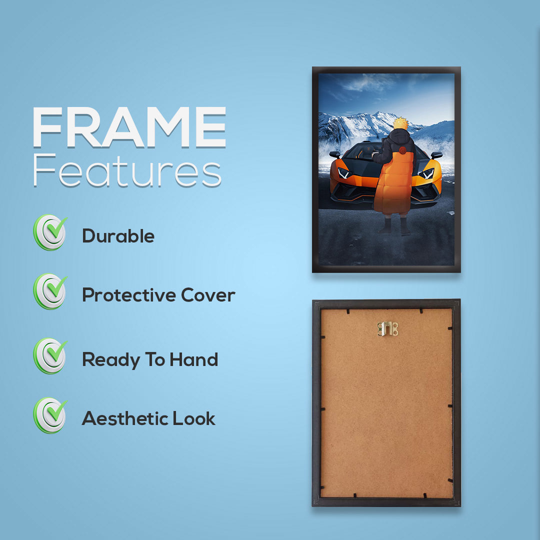 Naruto X Lamborgini | Dekorama Framed Wall Art | Anime Wall Frames | Naruto Poster