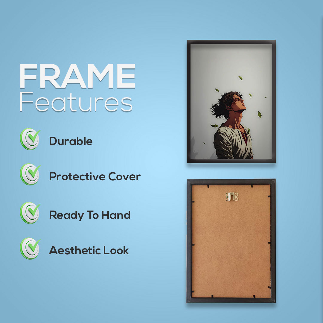 Eren Yeager | Atttack of Titans Framed Poster | Anime Framed Posters - Matt Black Frame ( Black Framed,Eren yeager)