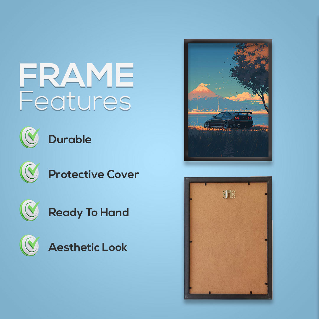 Japnese Pixel Art | Car Framed Poster | Nissan Framed Posters - GTR Skyline R-34