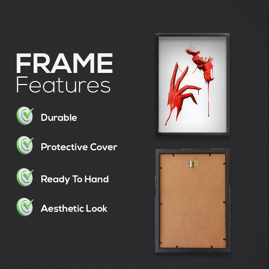 Thread of Seduction – Abstract Red Hand & Lips Artwork | Modern Dark Aesthetic Wall Art