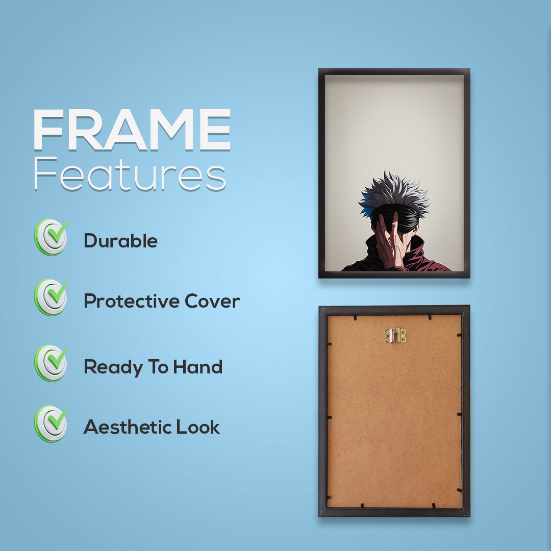 Satoru Gojo | Jujutsu Kaisen Framed Poster | Anime Framed Posters - Matt Black Frame ( Black Framed,Gojo Satoru)