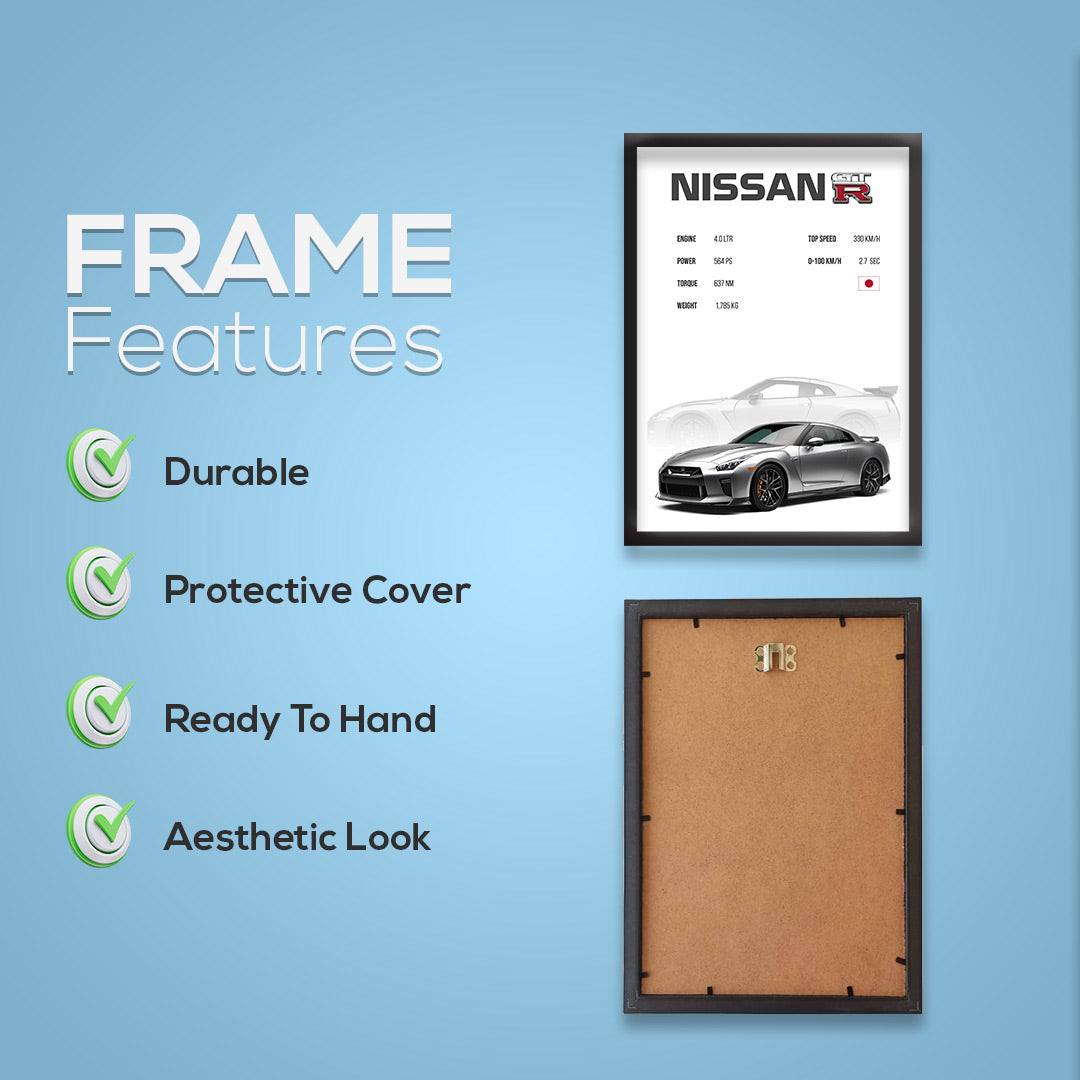 Nissan GTR | Nissan Framed Poster | Dekorama Framed Wall Art |  Cars Framed Posters