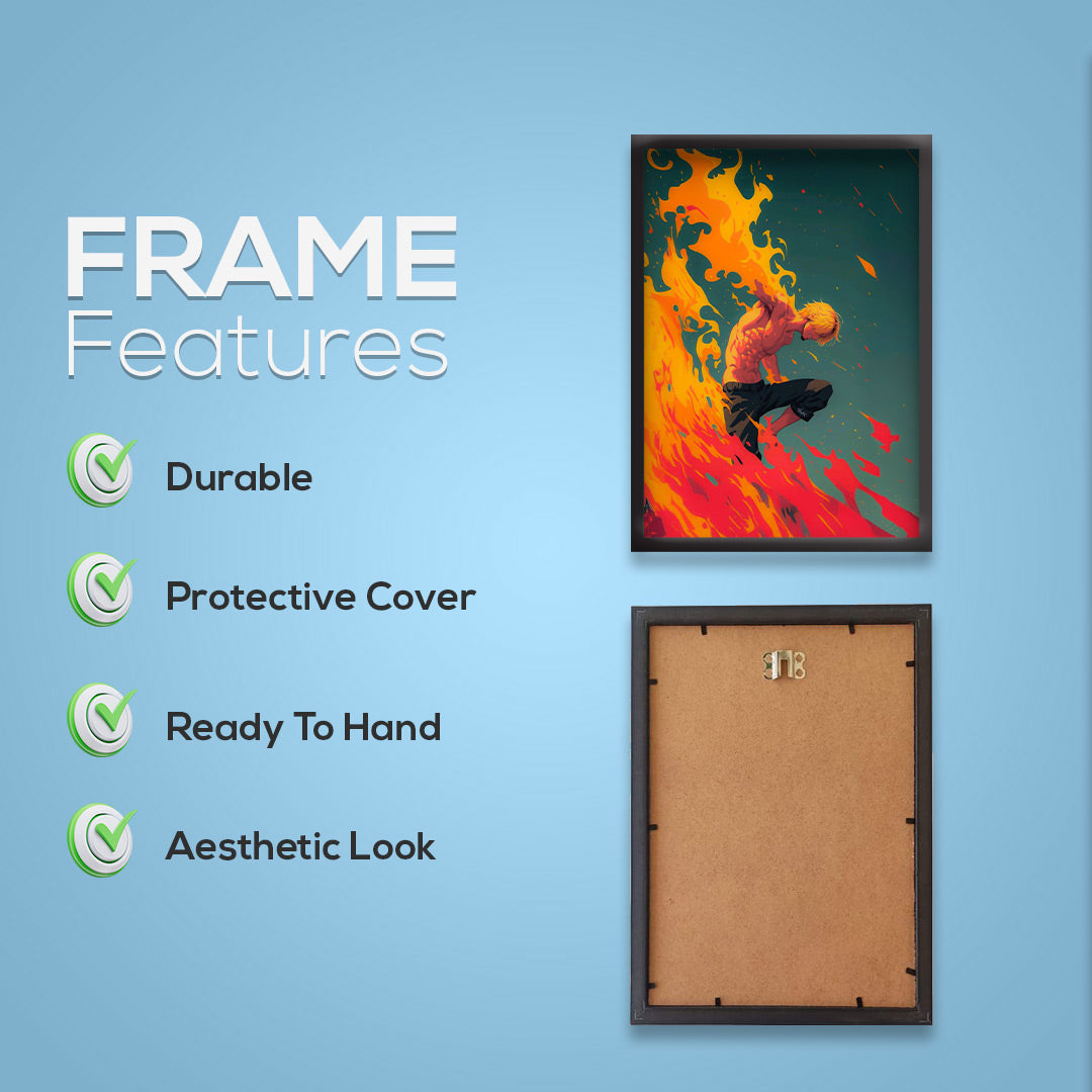 One Piece Anime Wall Art | Sanji  Poster | One Piece Anime Wall Art in Fiery Action Style | Anime Posters