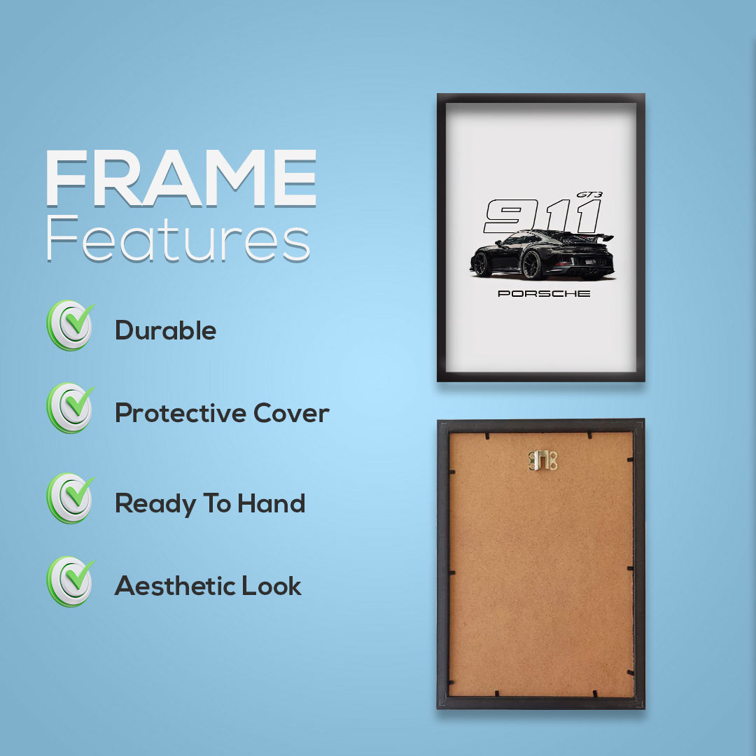 Porsche 911 | Car Framed Poster | Porsche  Framed Posters (Black Framed, Hot car)